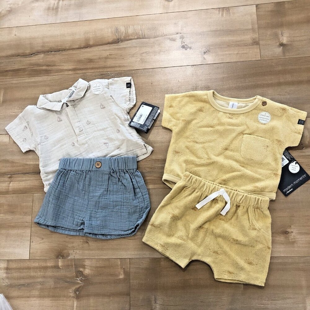 Lot of 2 baby boys Gerber Modern Moments outfits 3/6m New with Tags (0163)